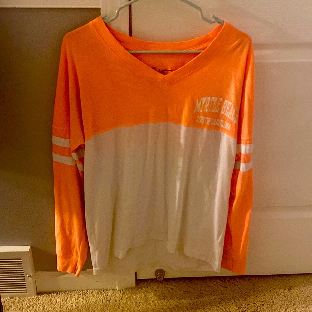 Orange and white longe sleeved